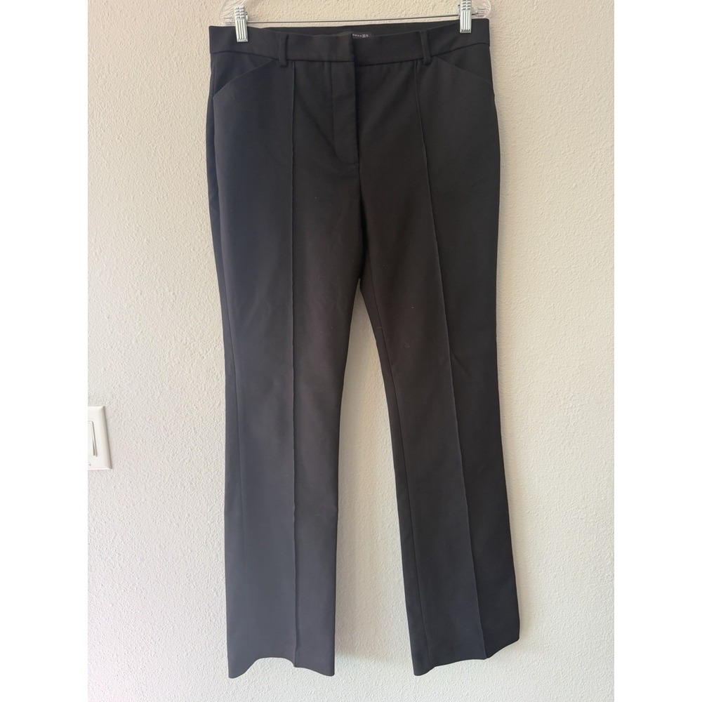 Zara Women's Boot Leg Dress Knit Pants Black Sz 10 Front Seam Stretch Pockets